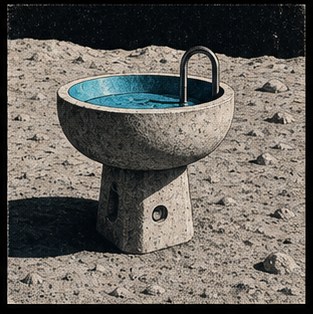 Regolith drinking bowl